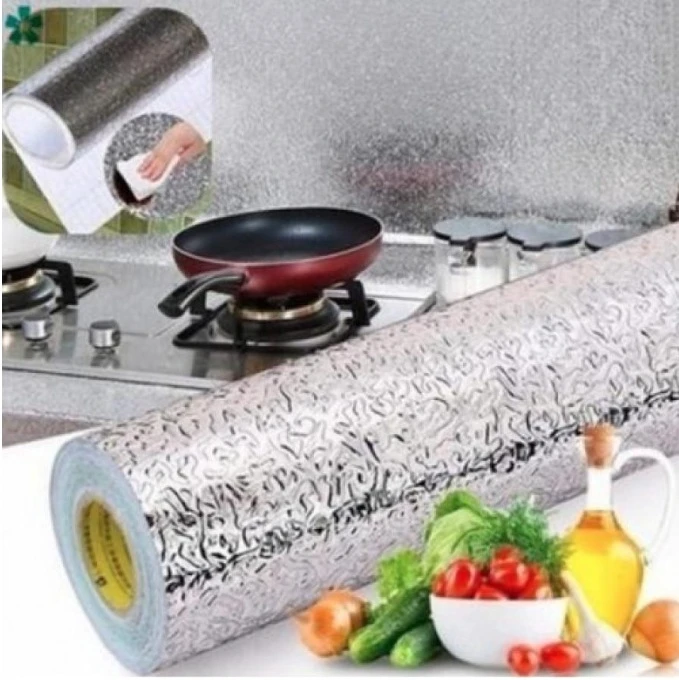 Autocolant Aluminiu Protecție Bucătărie 40 Cm x 5 M Clino